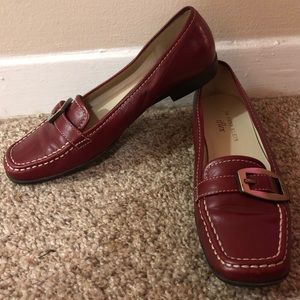 Square Toe Red Loafers